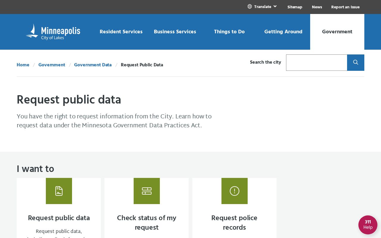 Minneapolis resident lookup public data request route
