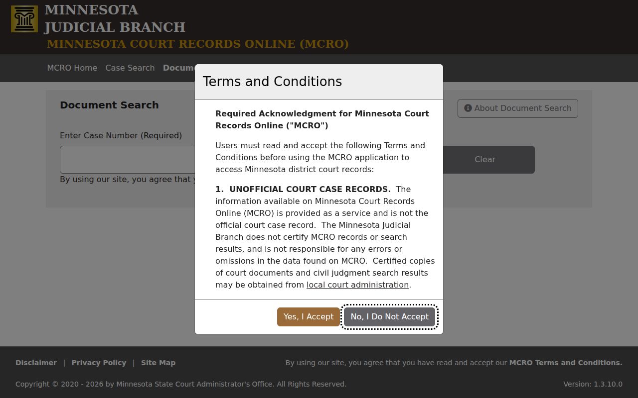 Minneapolis resident lookup MCRO document search by case number